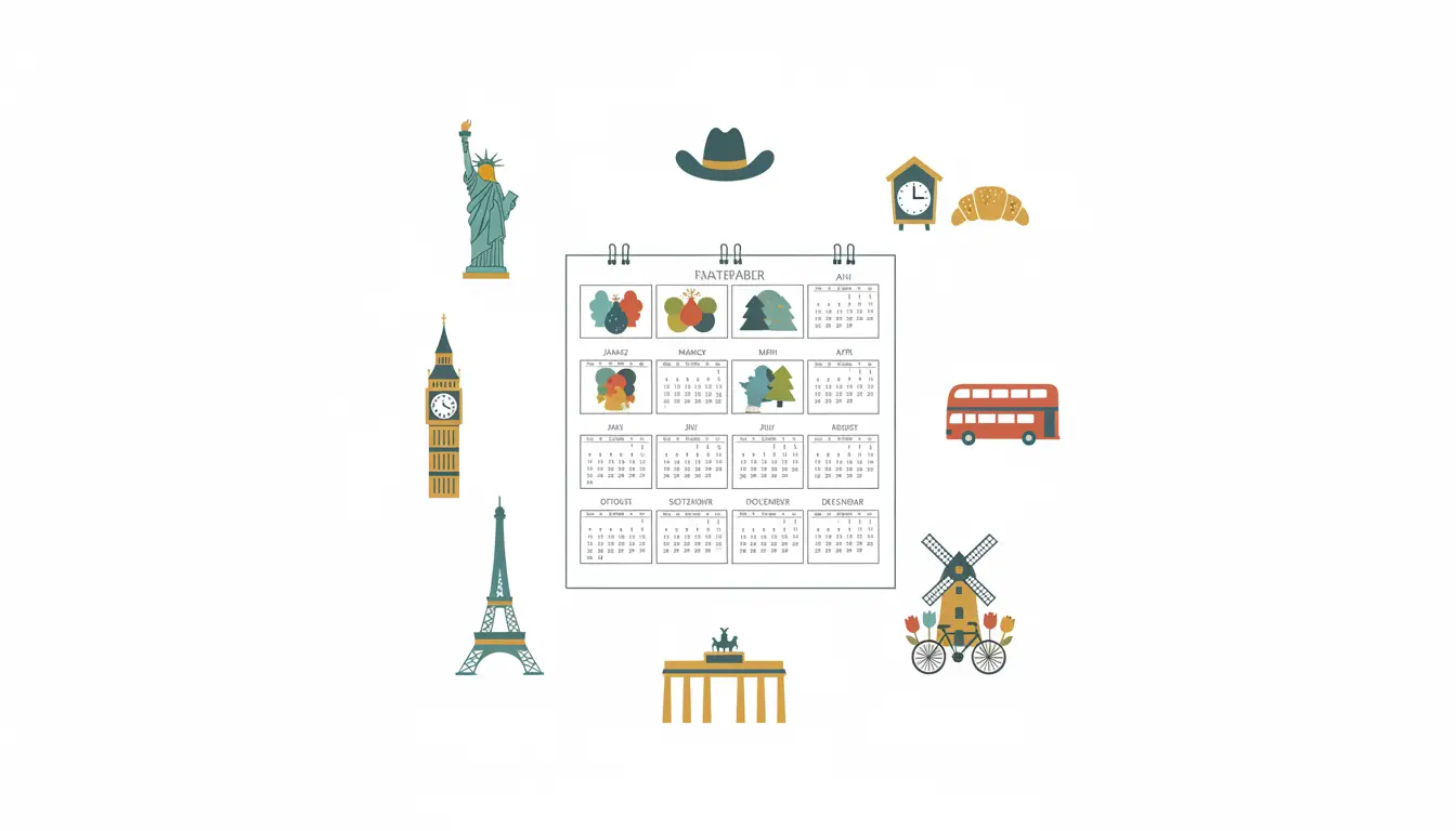 Printable monthly calendar with deep holiday support