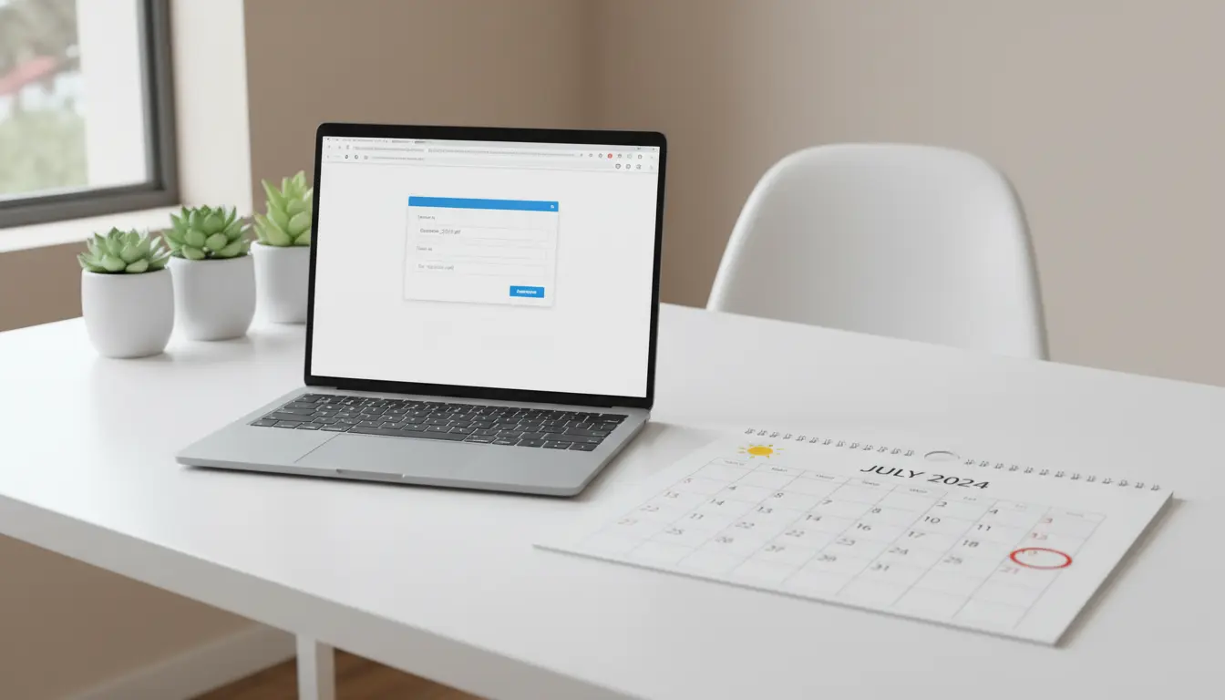 Downloading a printable calendar PDF on a laptop