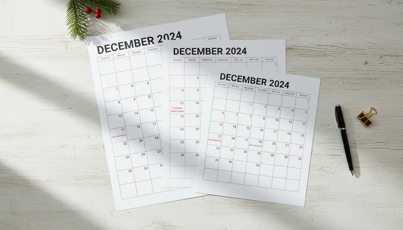Printable calendar with holidays on A4, Letter and Tabloid paper sizes