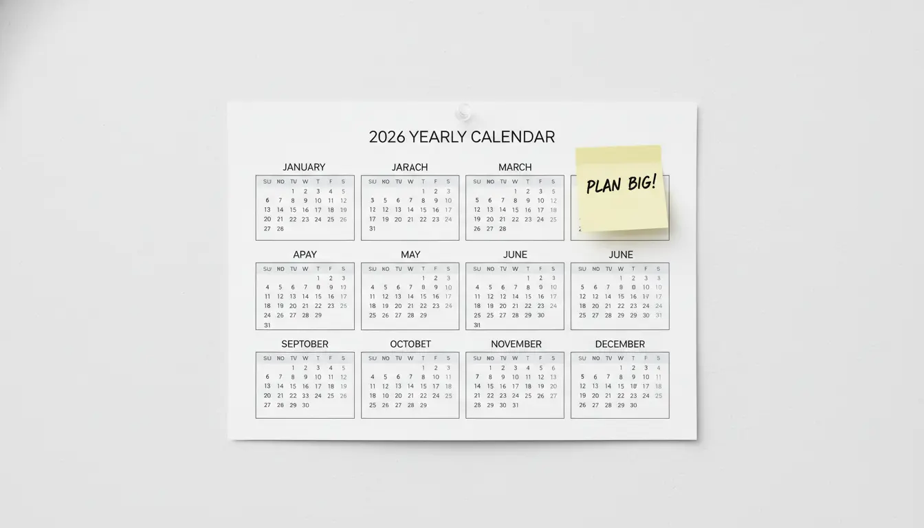 One page printable calendar showing all 12 months