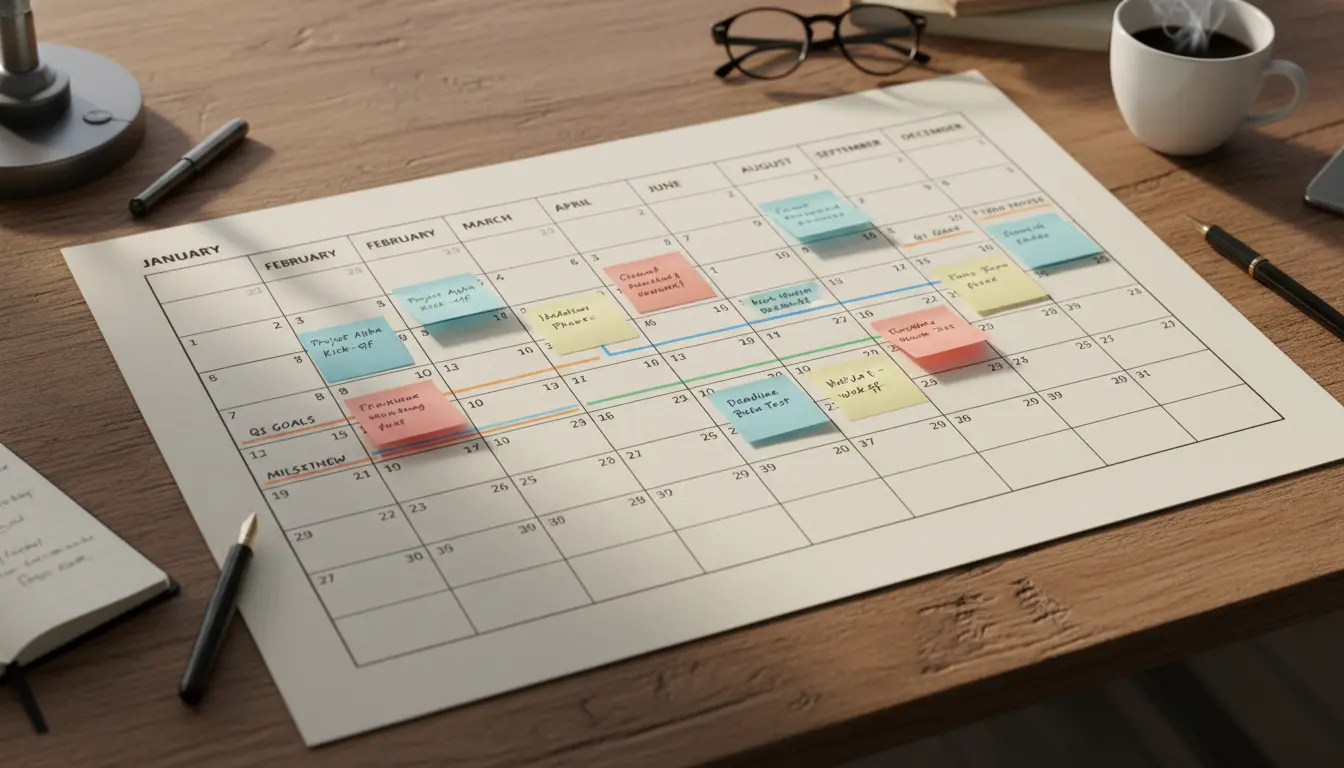 One page printable calendar used as a wall planner